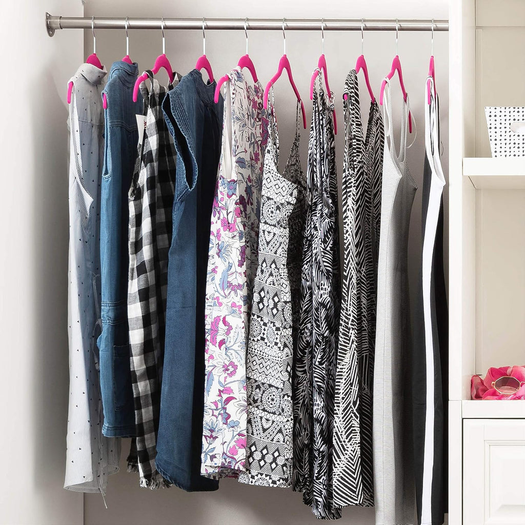 ZOBER Premium Velvet (50 Pack) Non Slip Ultra Slim Clothes Hangers for Tops, Dress Shirts, Blouses, Strappy Dresses, Delicates - Gain 50% Closet Space, 360° Swivel Hook