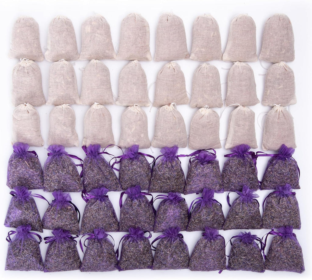 Lavande Sur Terre Pack of 48 Cedar Chips and Lavender Sachets (24 Lavender, 24 Cedar) - Home Fragrance Sachet for Drawers and Closets, LV-F-LC-3