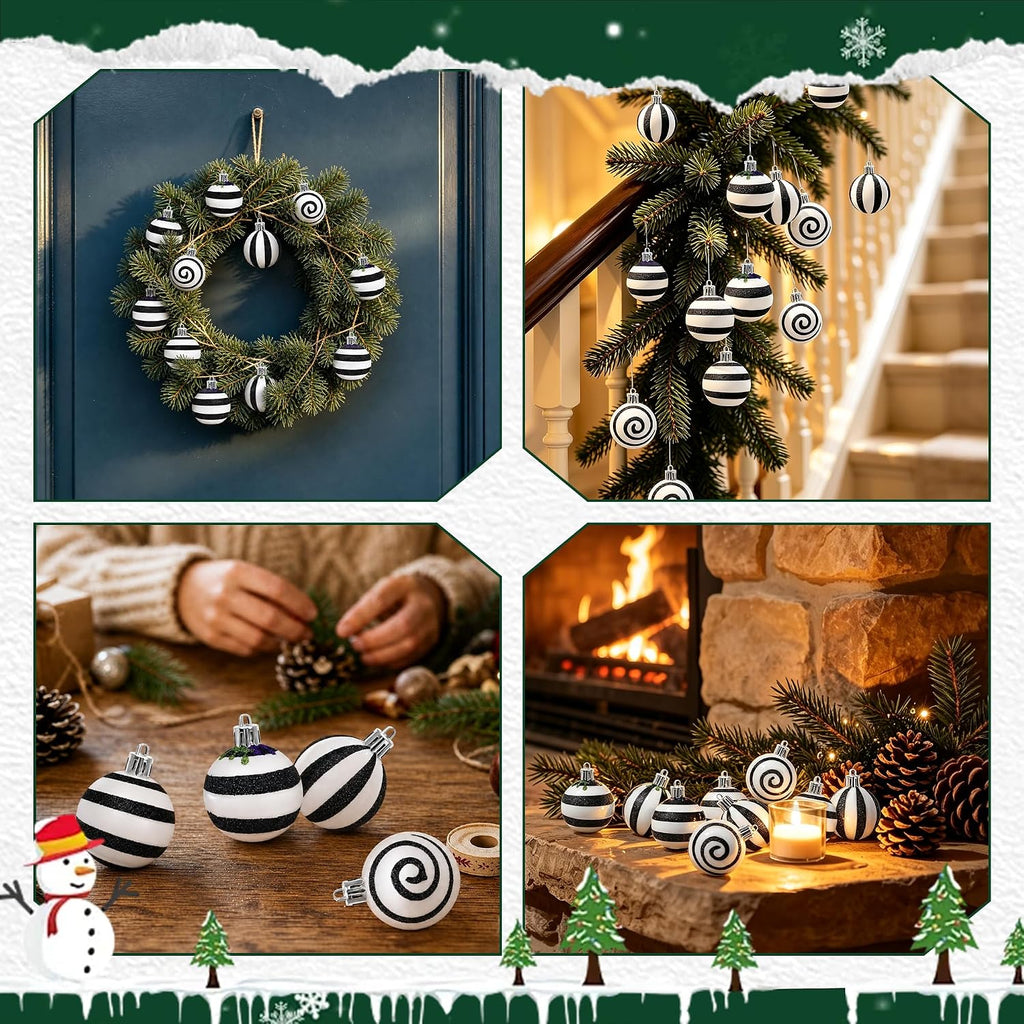 24 Pcs Halloween Christmas Ball Ornaments 2.36” Tree Decorations