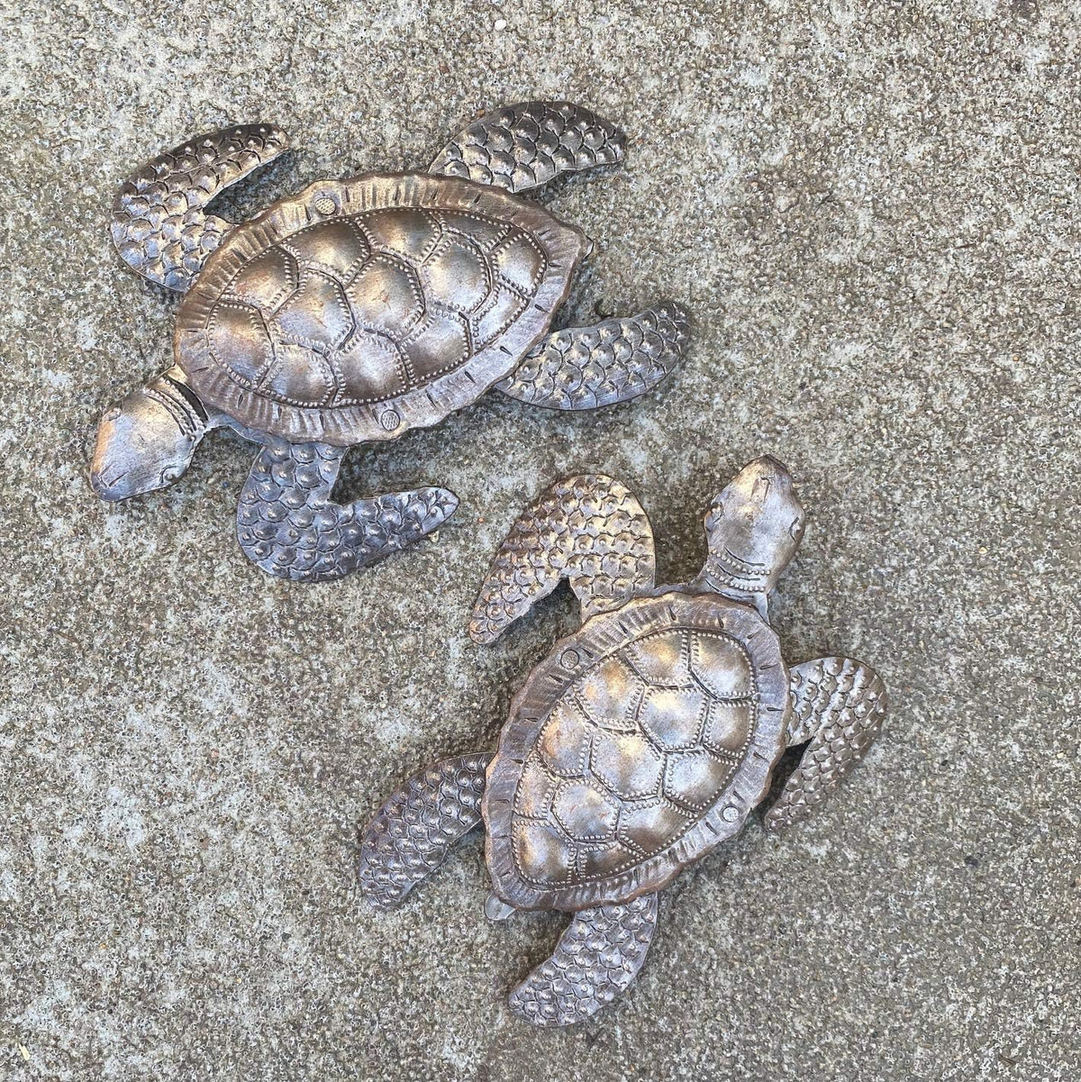 It's Cactus Sea Turtles, Beach Metal Art, Set of 2, Nautical Wall Hanging Figurines Home Decoration, Under the Sea Marine Life Animals, Handmade in Haiti 6 x 7.75 Inches Haitian Metal Plaques