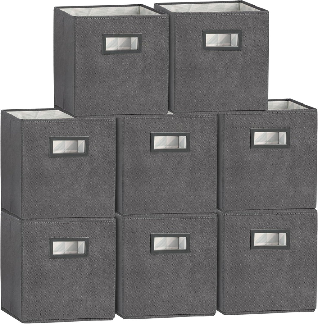 Superio Collapsible Storage Bins For Organization And Storage, Closet Organizers And Storage, Dorm Room Storage, Storage Containers, Laundry Room Organization, Grey 8-pack