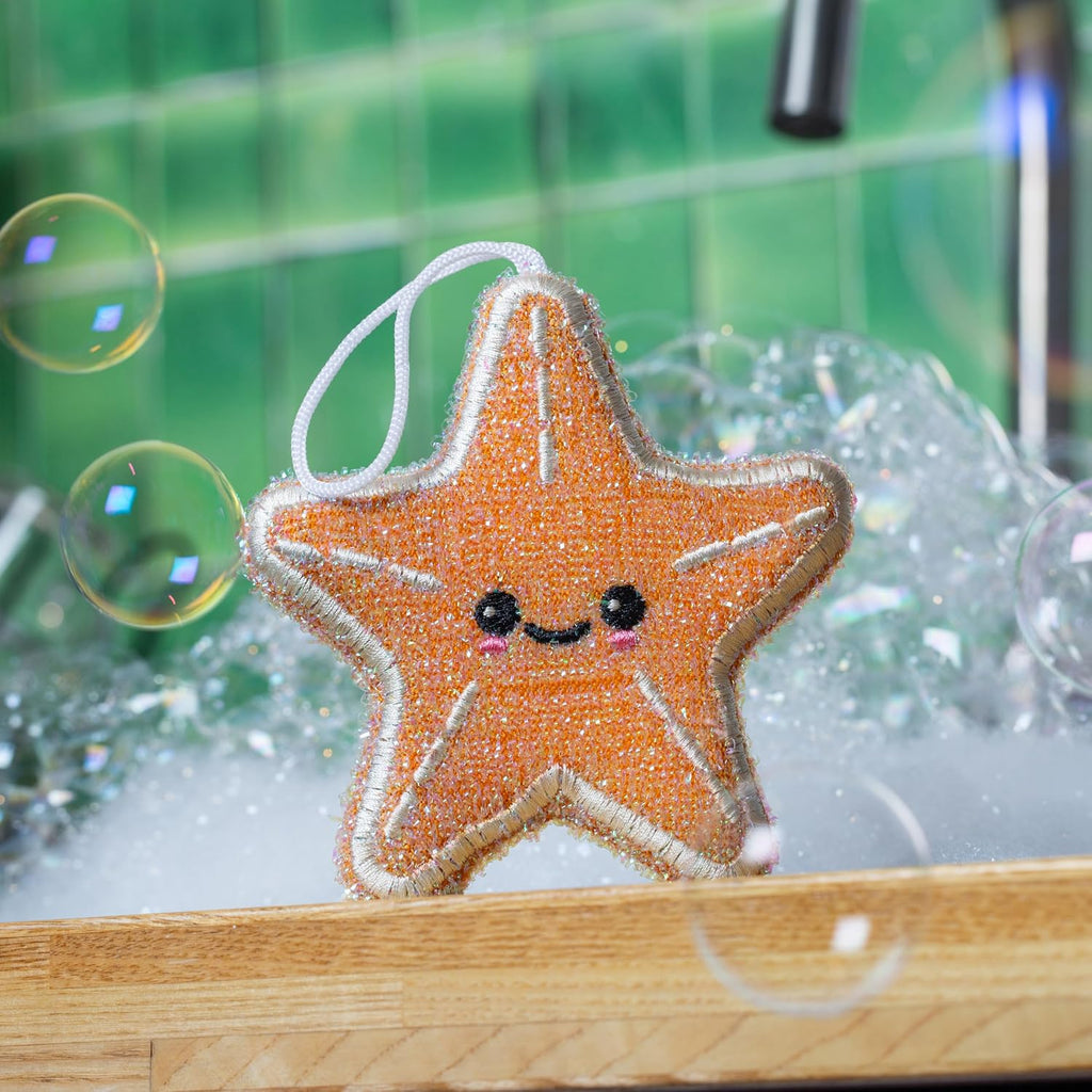 Kikkerland Starfish Scrub Sponge – Non-Scratch Sponges for Multi-Purpose Cleaning – Set of 2