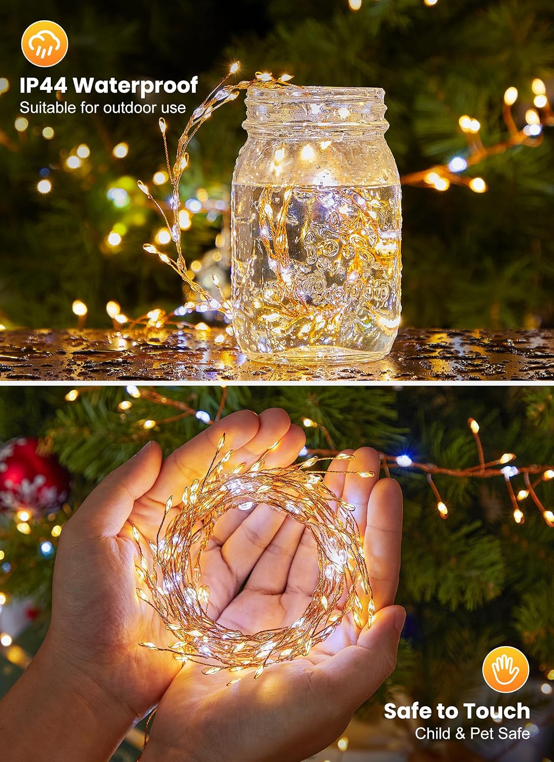 Flowing Fairy Lights Plug in with 14 Modes, 10FT 388LED Twinkle String Lights Indoor, Christmas Tree Lights Indoor Waterproof for Bedroom Christmas Home Room Decor, Warm White + Cool White