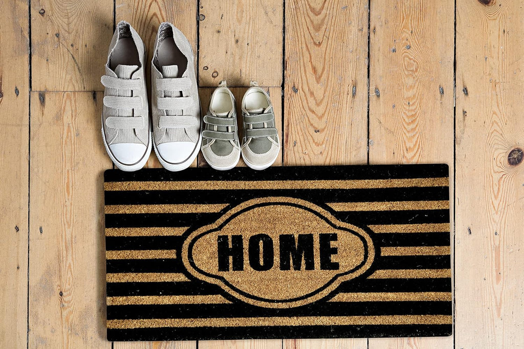 Ackland Coir Doormat | Clara Black Stripe Home | 18" x 30"