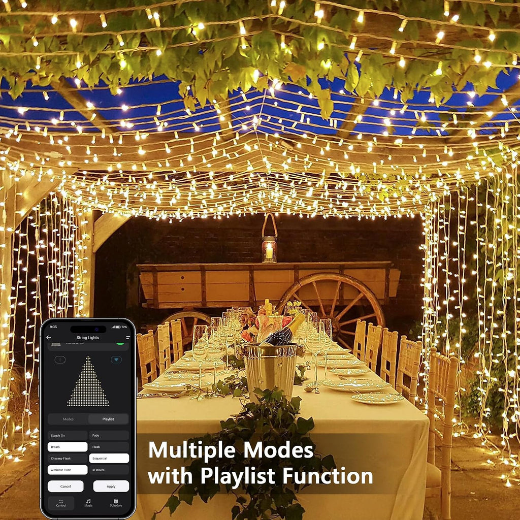 BrizLabs Smart Christmas Lights, 66 ft 200 LED Mini Warm White Light String