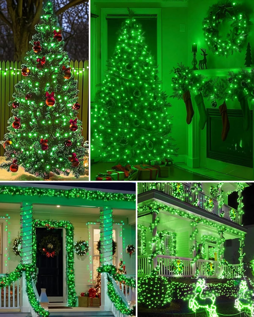 Christmas Lights 100 Count Incandescent String Light UL Certified Connectable 21feet Green Christmas Tree Lights for Indoor Outdoor Easter Wedding Halloween Christmas Decorations Green Wire