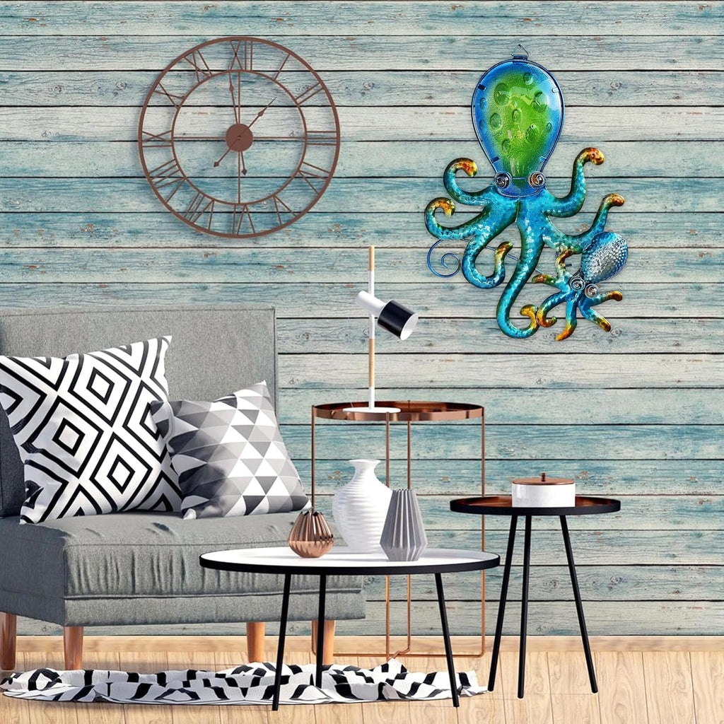 JOYBEE HOME&GARDEN Octopus Wall art Decor-Outdoor Indoor Coastal Hanging Art-Ocean Theme Decor for Patio Backyard Yard Fence pool Bathroom Living room-Costal Decorations(BLUE)