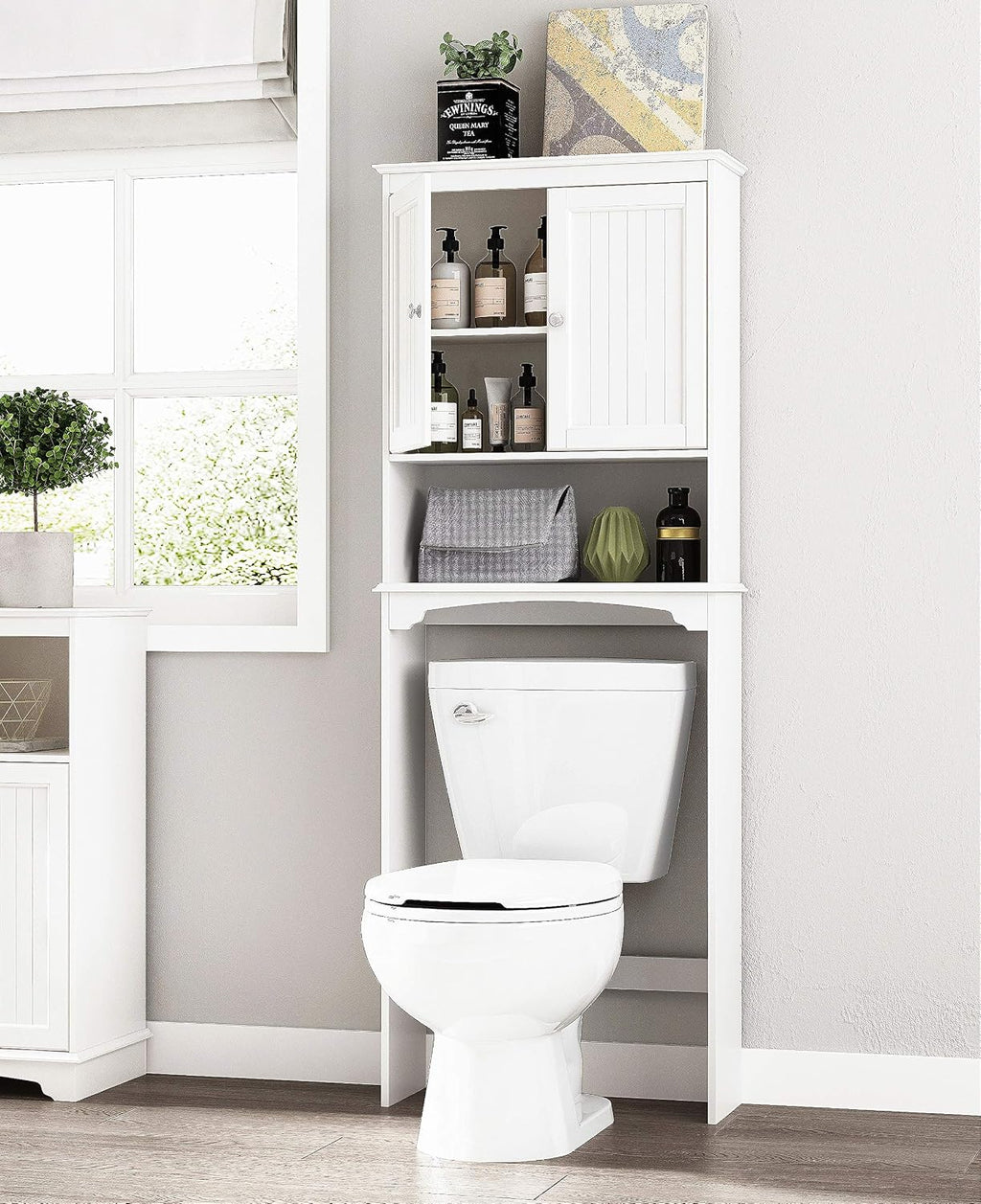 Spirich Over The Toilet Storage Cabinet with Doors, Bathroom Organizer