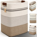 Laundry Hamper, Cotton Rope Laundry Basket with Leather Handles, 22.5-Gallon/85 L Large Clothes Hampers for Laundry, Woven Laundry Baskets for Blankets, Clothing, Bedroom, Living Room, Nursery