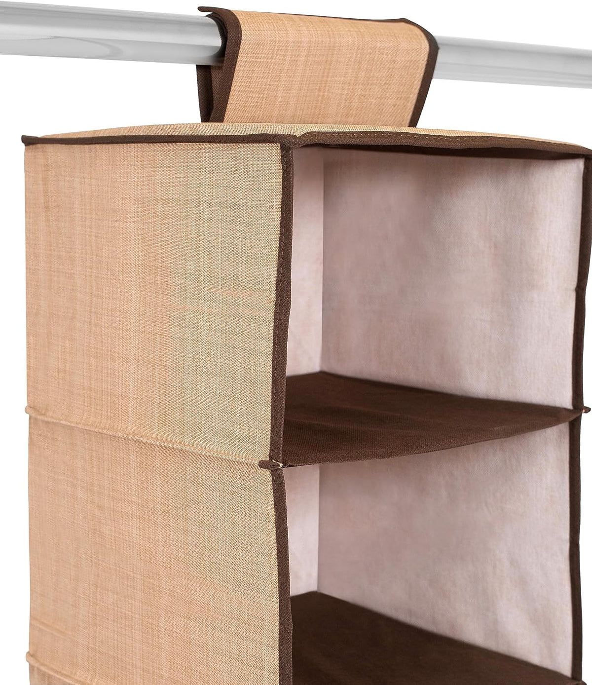 Internet's Best Hanging Closet Organizer - 6 Shelf - Clothing Sweaters Shoes Accessories Storage - Brown - College Dorm Kids Room Essential - Beige