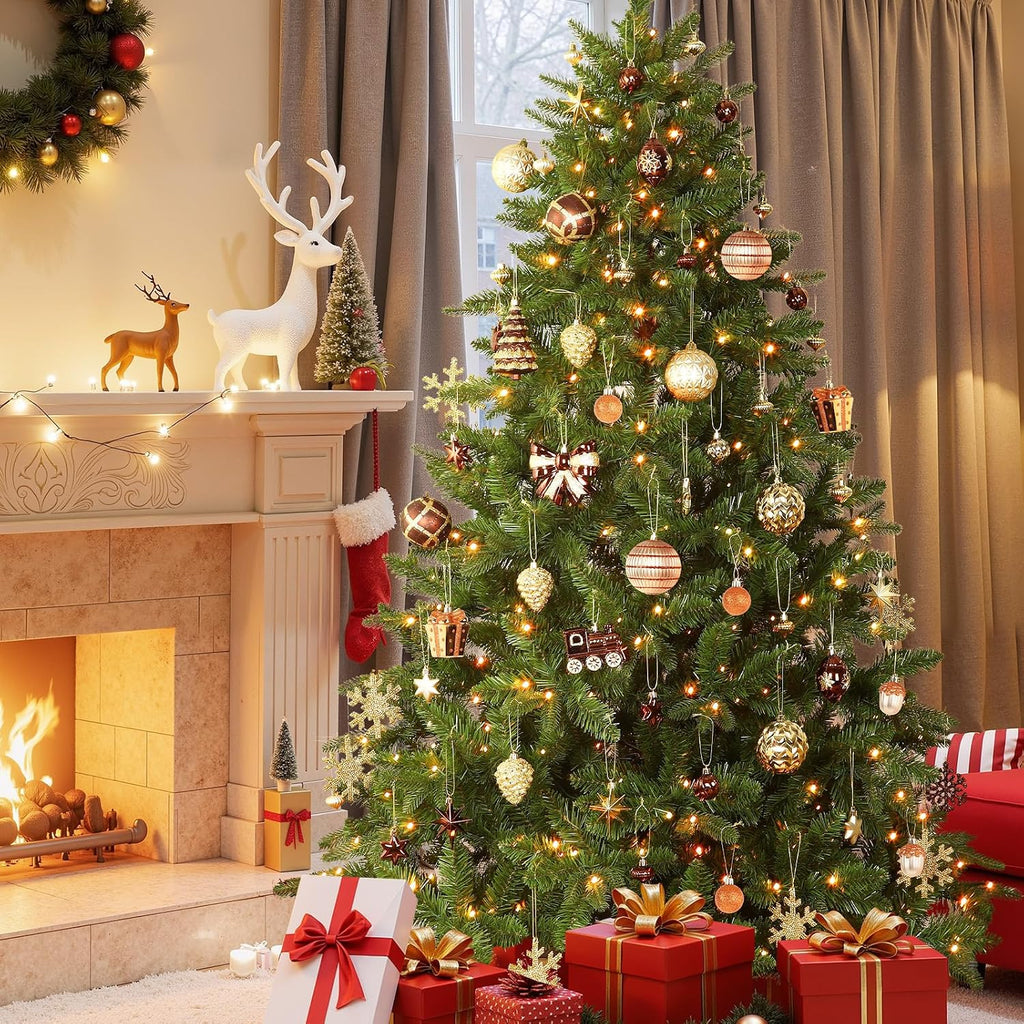 Alupssuc 82pcs Classic Christmas Balls Ornaments Set, Bronze Copper Gold
