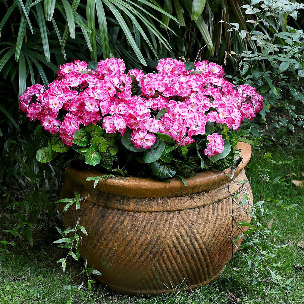 2 Pcs Pre-Potted Artificial Flowers for Outdoor - Pink