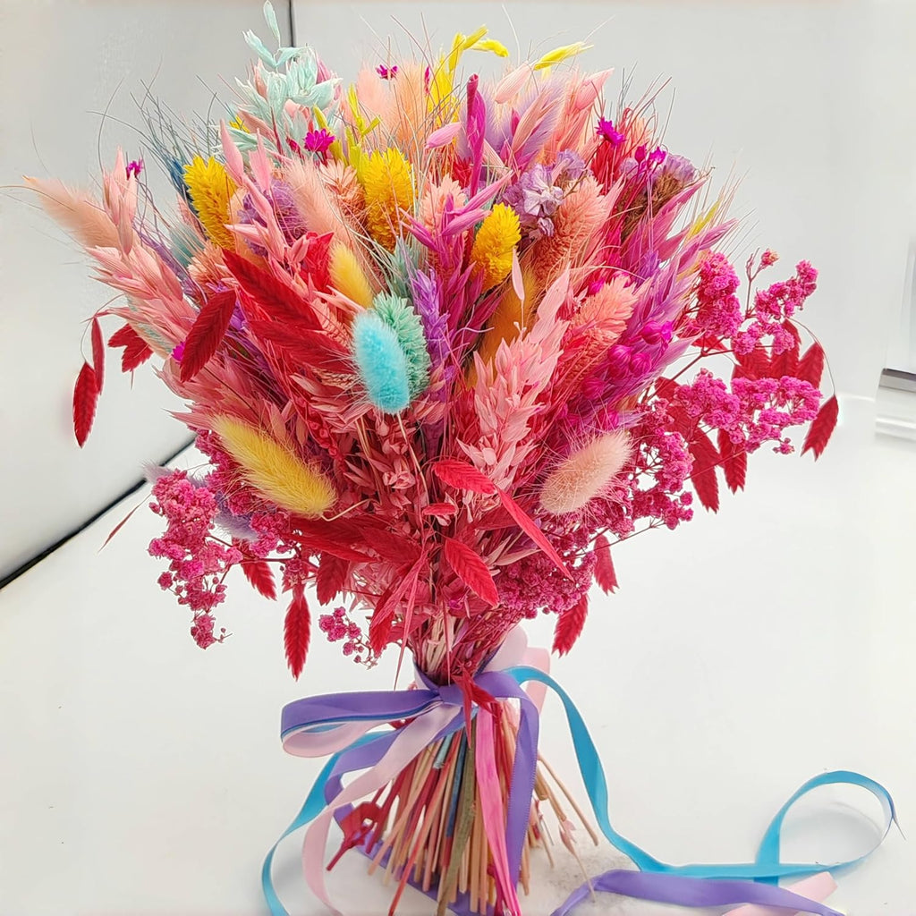 119PCS Pink Pampas Grass, Dried Flowers Bouquet - Preserved Pink Flowers, Colorful Decor - Fall Flower Bouquet for Home Decor, Flower Decor, Wedding Decor, Flower for Vase