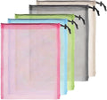 Hariendny 6 Pcs 11 x 15 Inch Nylon Mesh Drawstring Laundry Bags, Mesh Stuff Sacks with Cord Lock Closure, Breathable, Large Capacity, Multicolor for Travel, Gym, Home