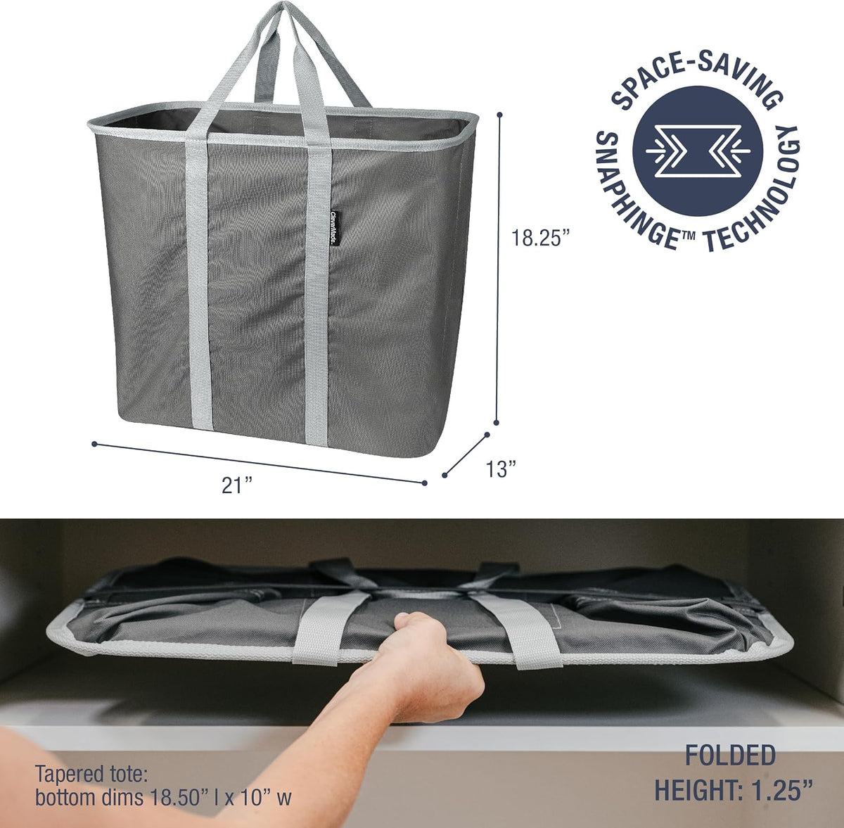 CleverMade Collapsible Laundry Baskets, 64L Caddy 2 Pack, Charcoal