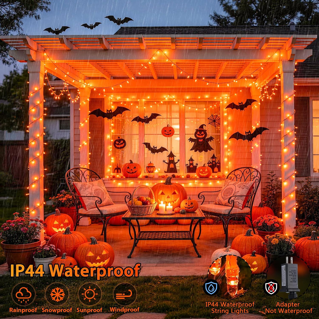 JMEXSUSS 200 LED Orange Halloween Lights Outdoor Indoor Fall Lights Plug in