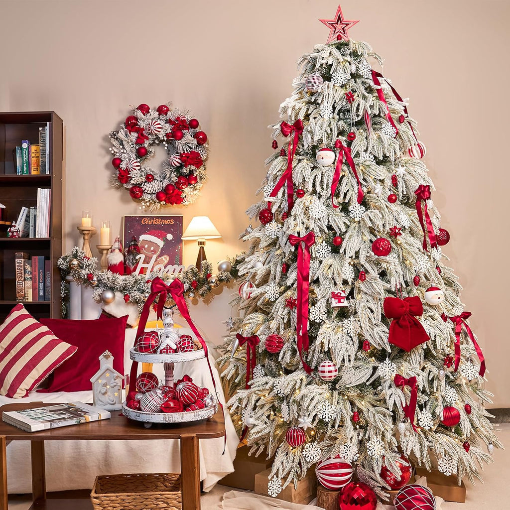 JORNOY 106CT Christmas Ball Ornaments Set, Red & White