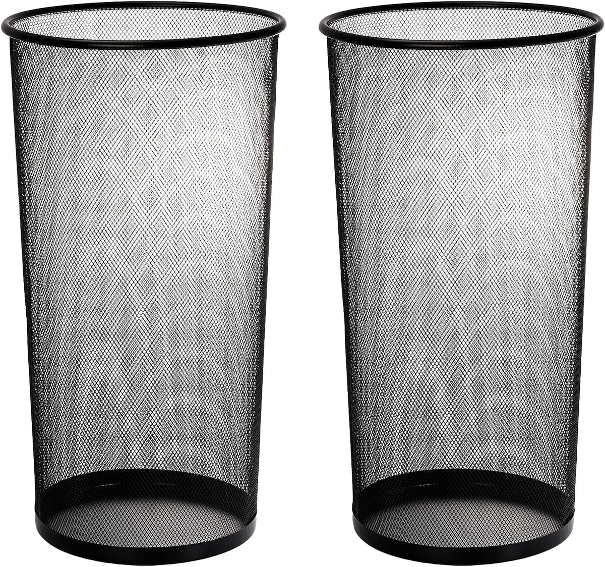 Youeon 2 Pack Large Umbrella Holder, 10.5x20 Inch Metal Mesh Umbrella Stand, Freestanding Bucket for Umbrellas, Canes, Walking Sticks, Wrapping Paper, Entryway, Home, Office, Hotel, Black