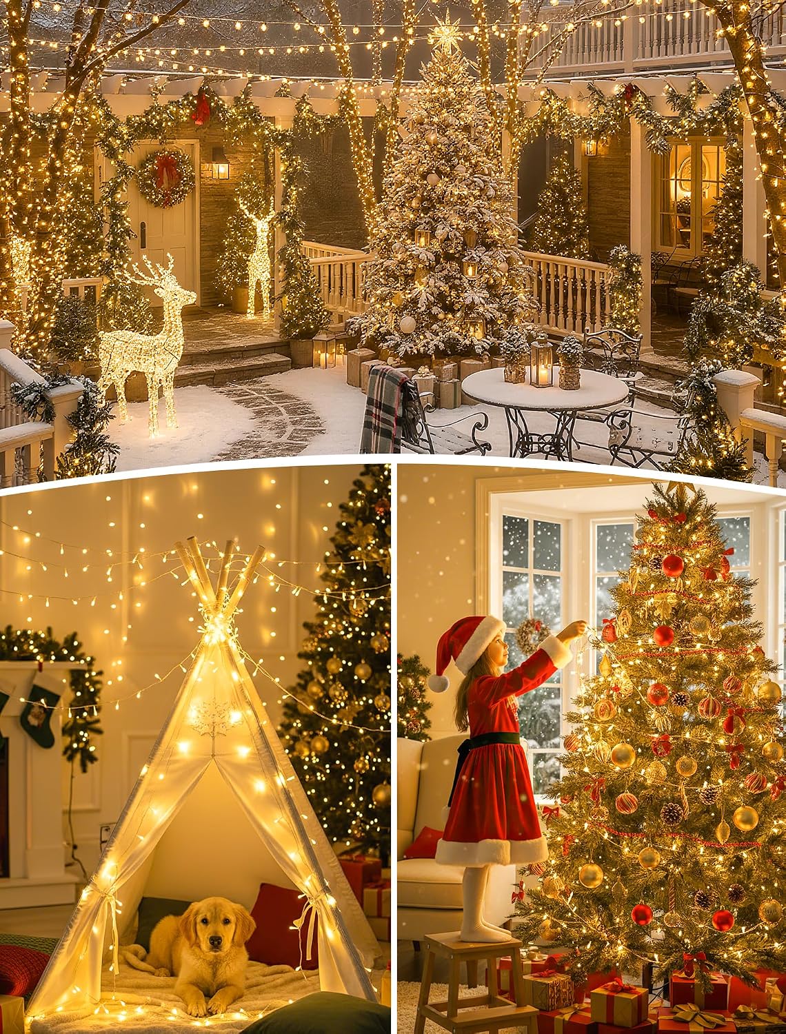 YOUNGAR Connectable 98 FT String Lights Outdoor,200 LED Christmas Lights
