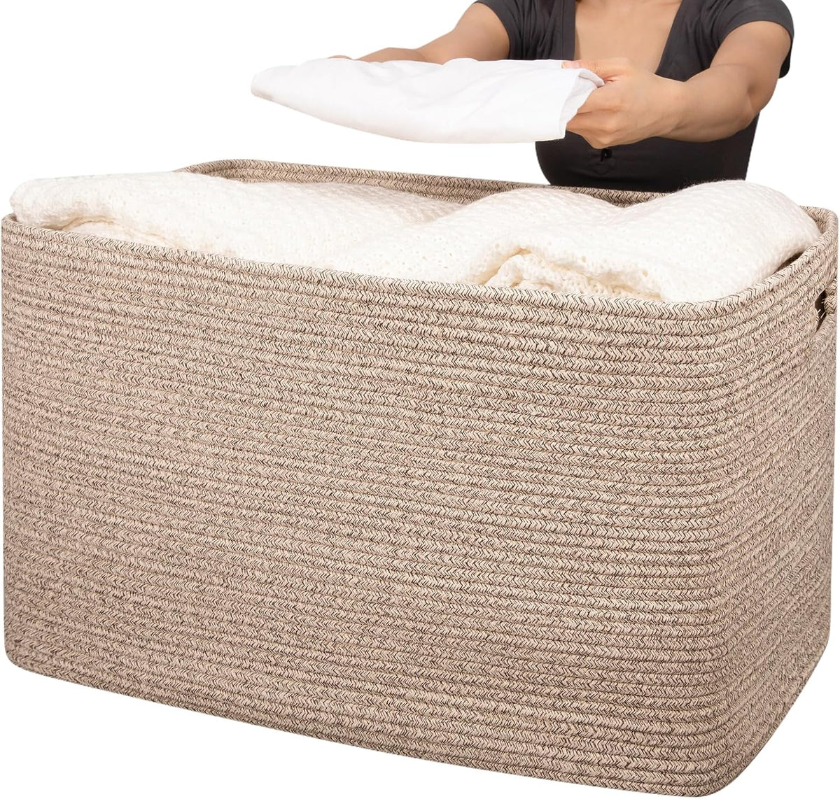 OIAHOMY 118L XXXLarge basket for storage, Oversized Blanket Basket Brown