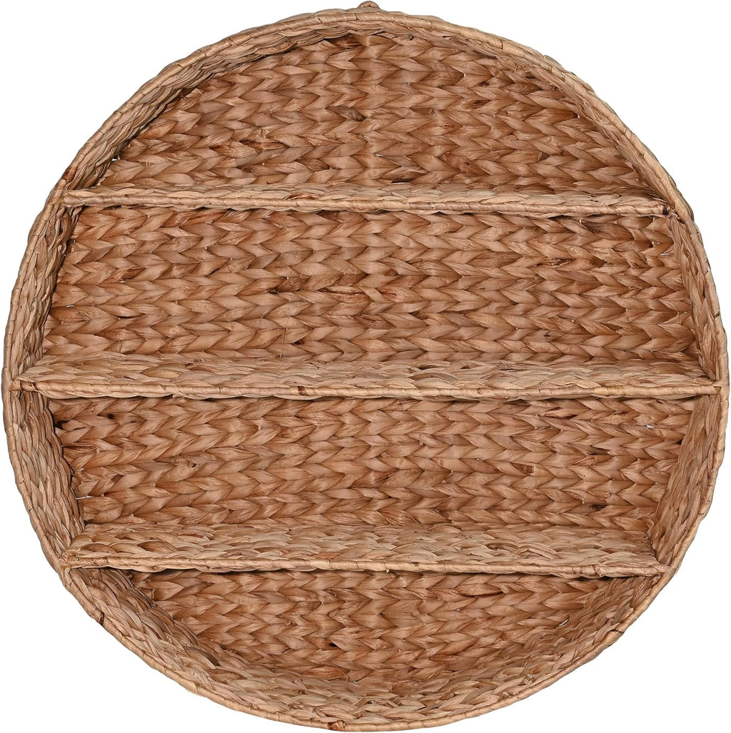 happimess Annulus 3-Shelf Circular Hyacinth Wall Rack 24.6", Natural