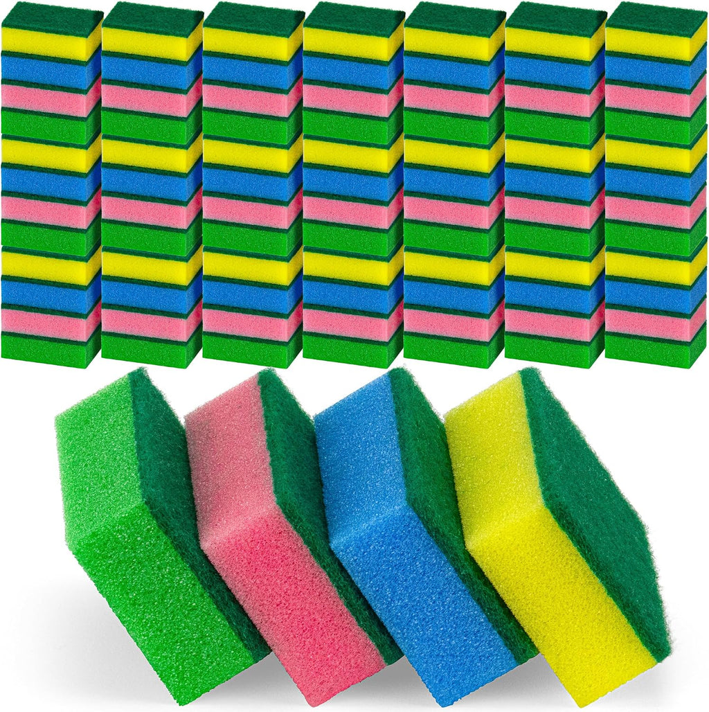 DecorRack 80 Kitchen Scrub Sponges, Heavy Duty Bulk Pack, Multicolor