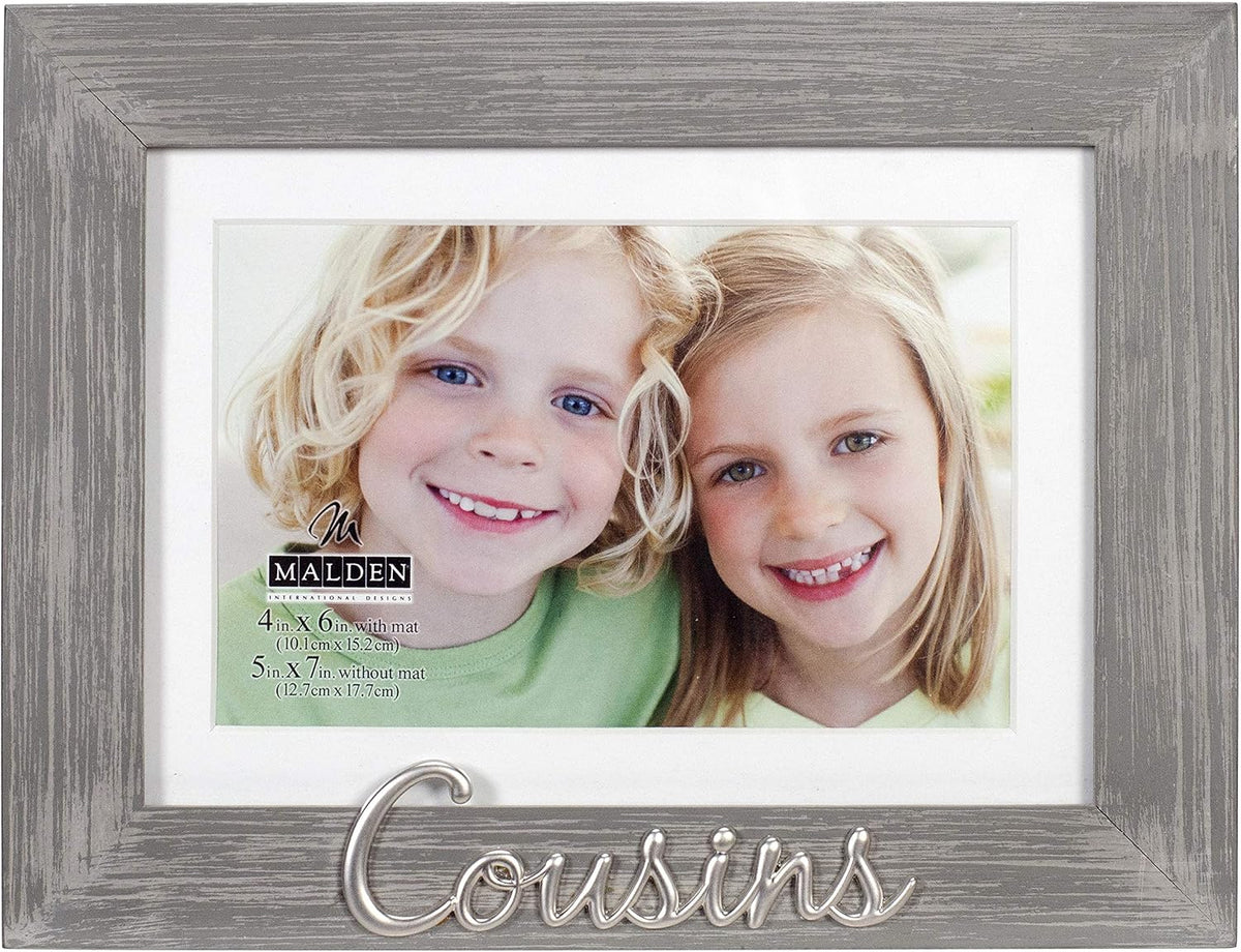 Malden Cousins 4x6 or 5x7 Picture Frame, Gray with Silver Accent