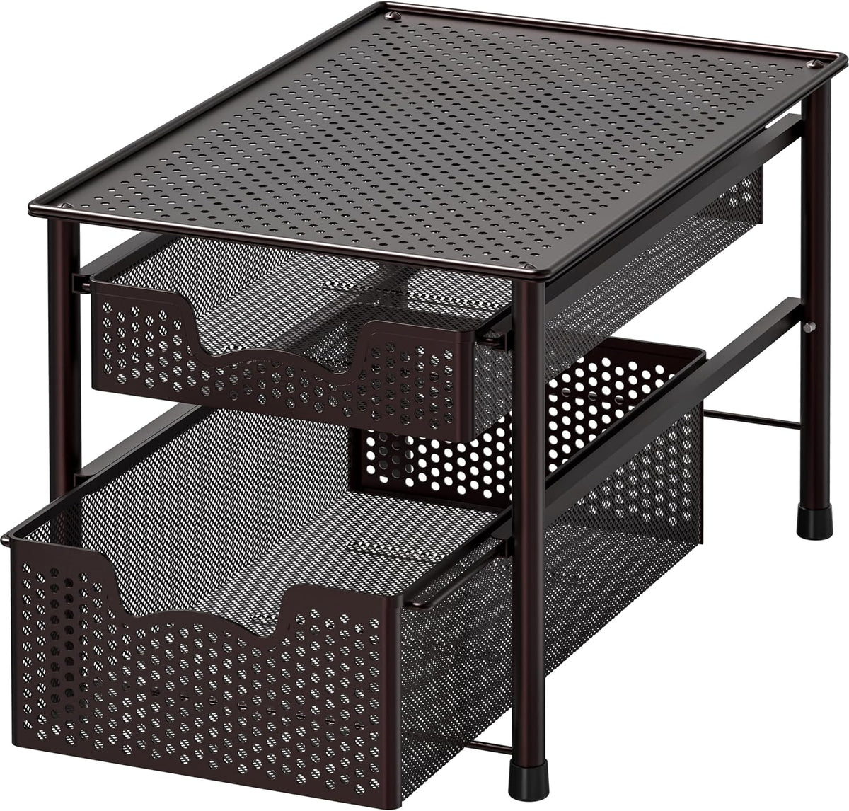 Simple Houseware Stackable 2 Tier Sliding Basket Organizer Drawer, Bronze