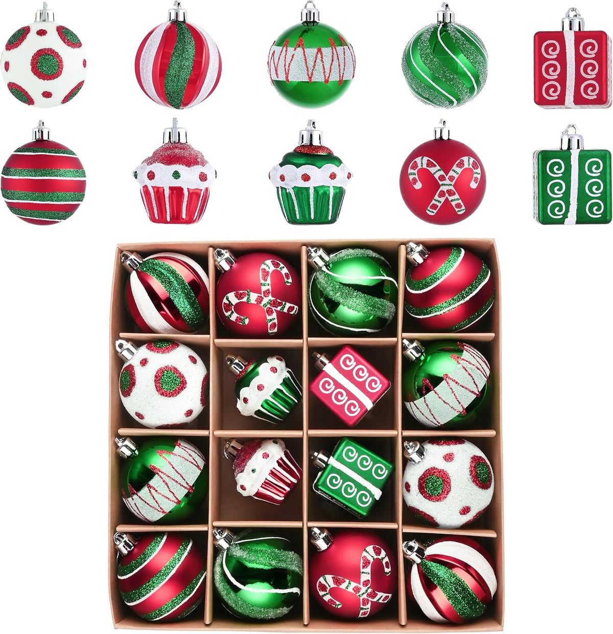 Valery Madelyn 16ct Christmas Ball Ornaments Tree Decorations Set 2.36 Inch