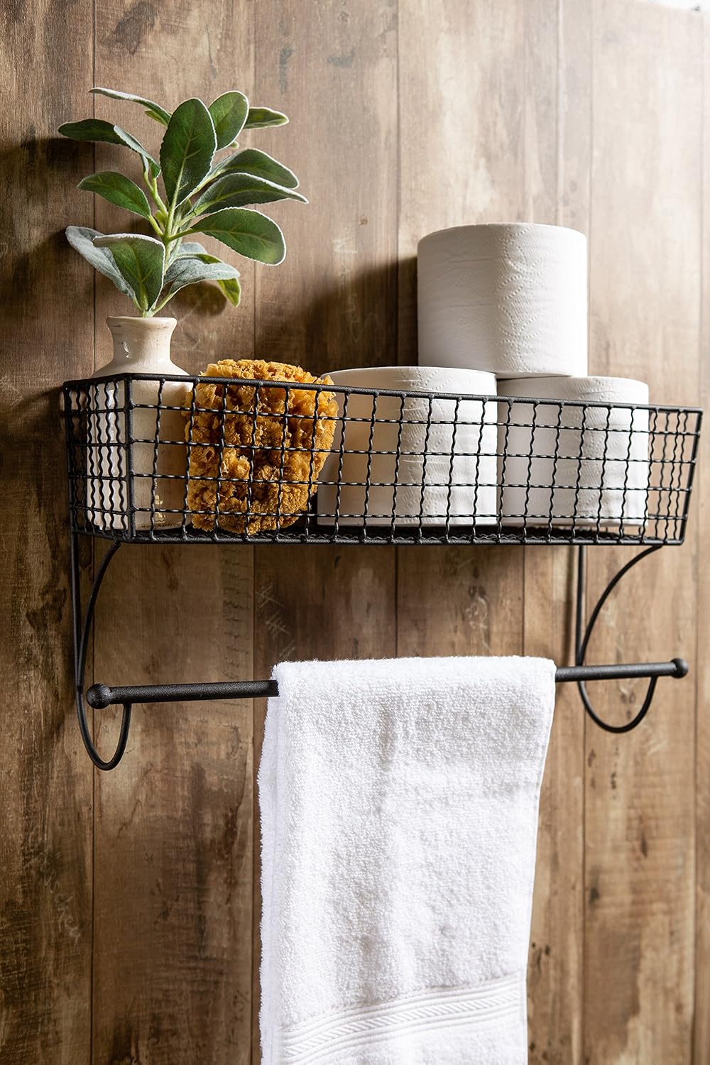 DII Rustic Bathroom Décor, Metal Storage, Large Towel Bar, Black