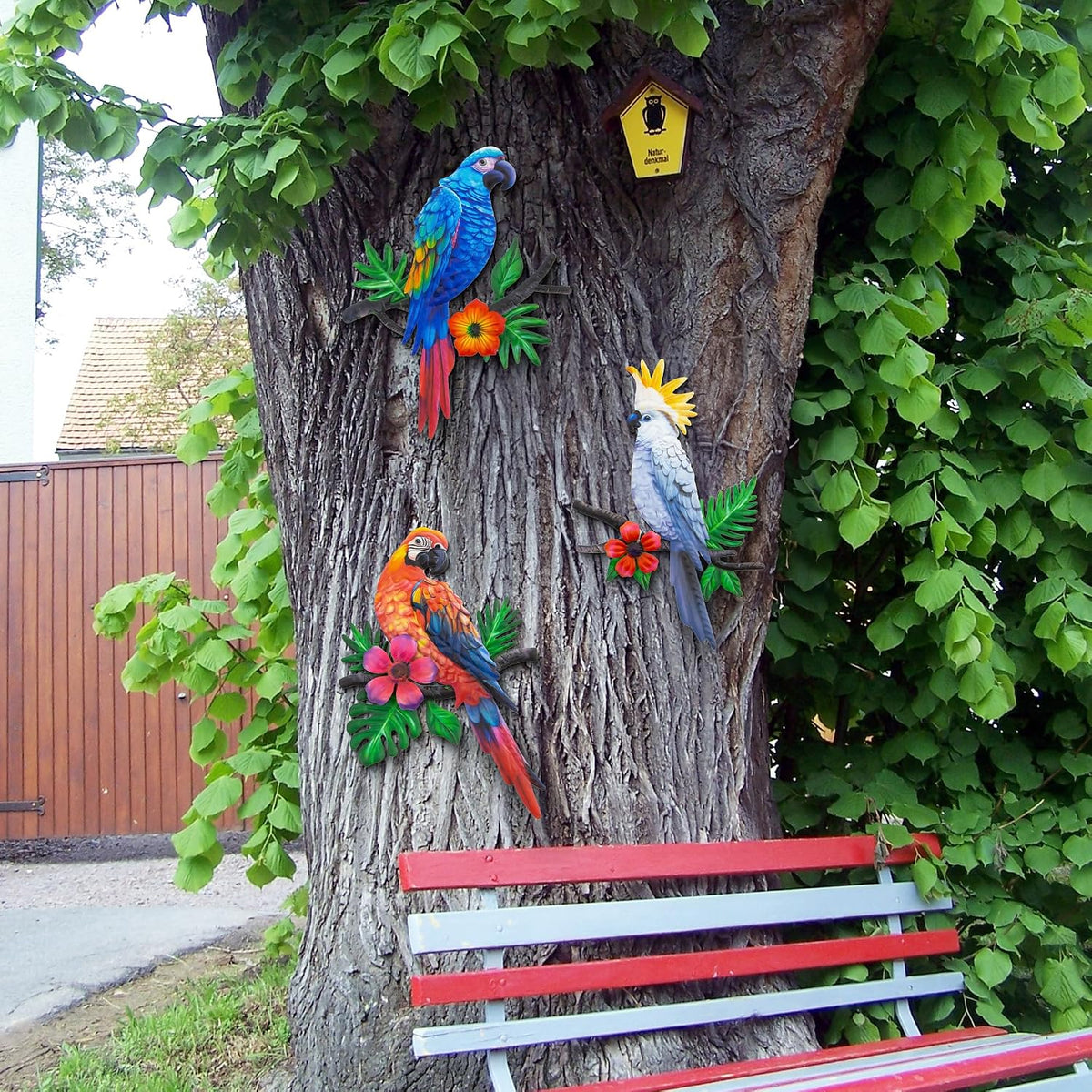 Metal Parrots Wall Art Decor Outdoor Decorations for Yard Garden Decor