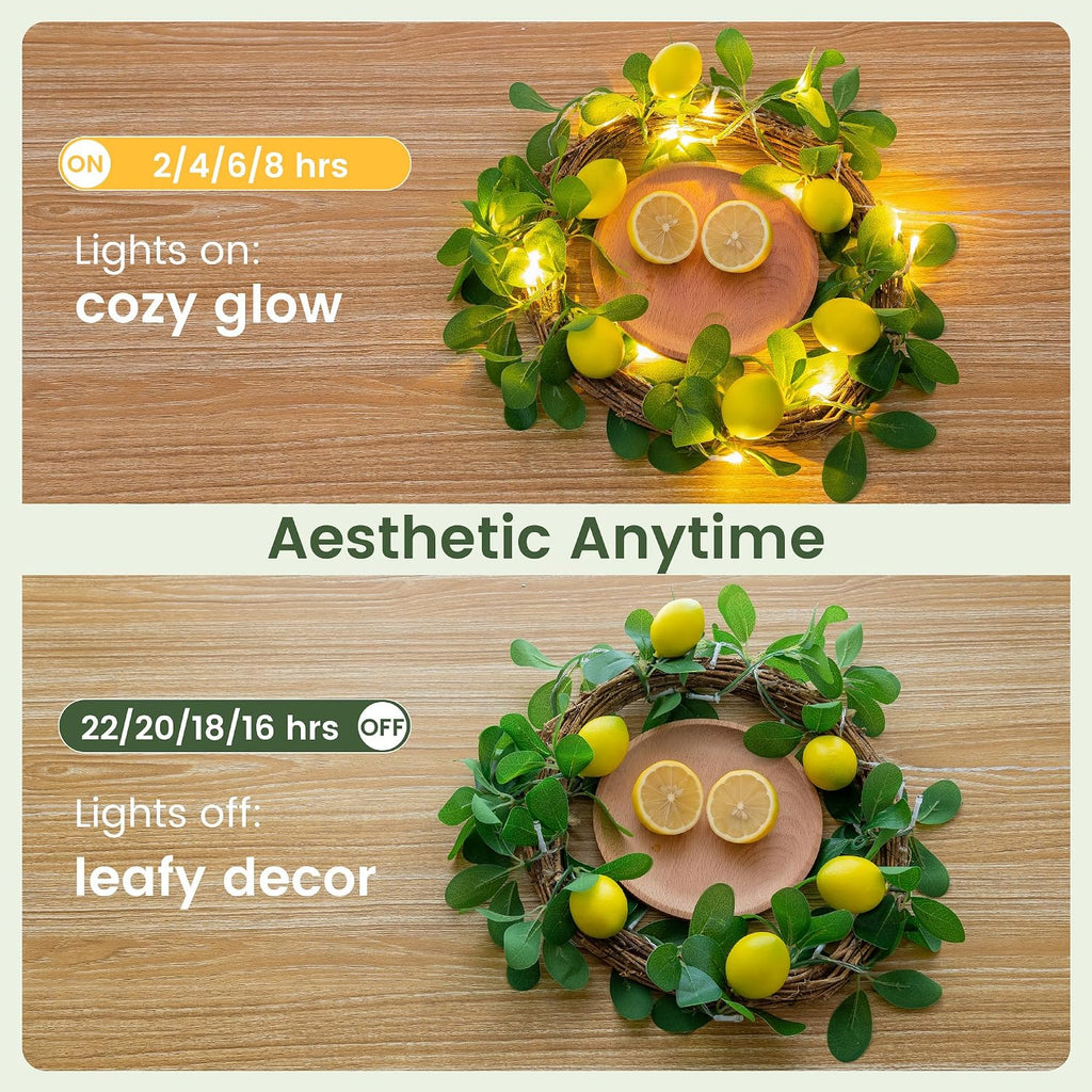 HEYFUNi 18 Led 6FT Lemon Garland Vine with Lights, USB & Battery Operated
