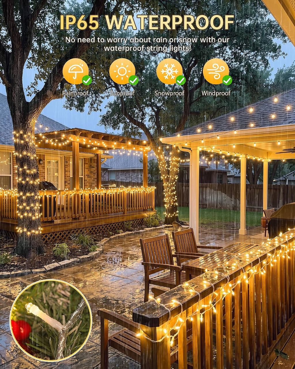 Warm White Christmas String Lights, 33FT 100 LED Fairy Lights Indoor