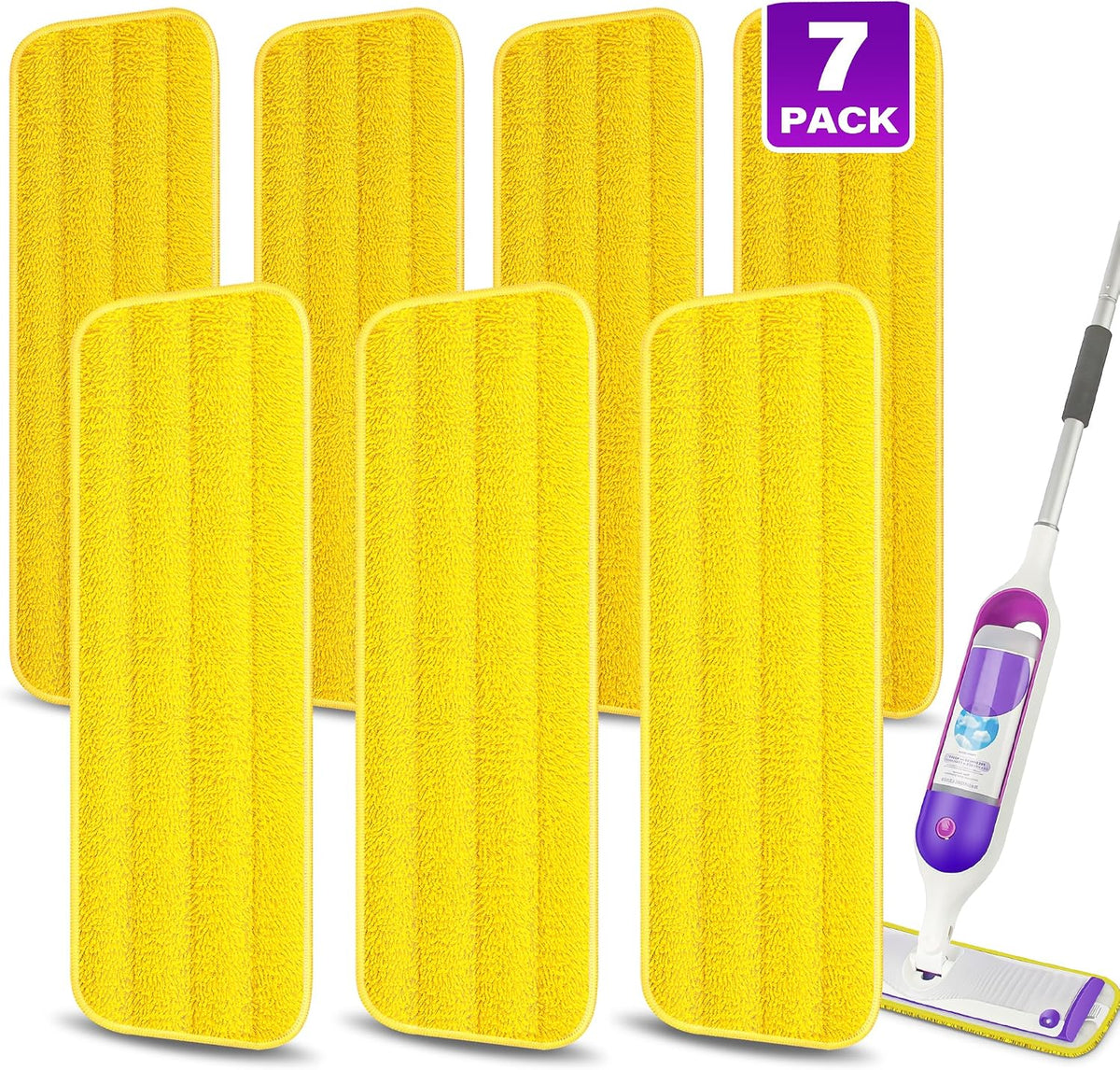 Washable Mop Pads for Swiffer PowerMop: Microfiber Wet Mops Refills 7 Pack