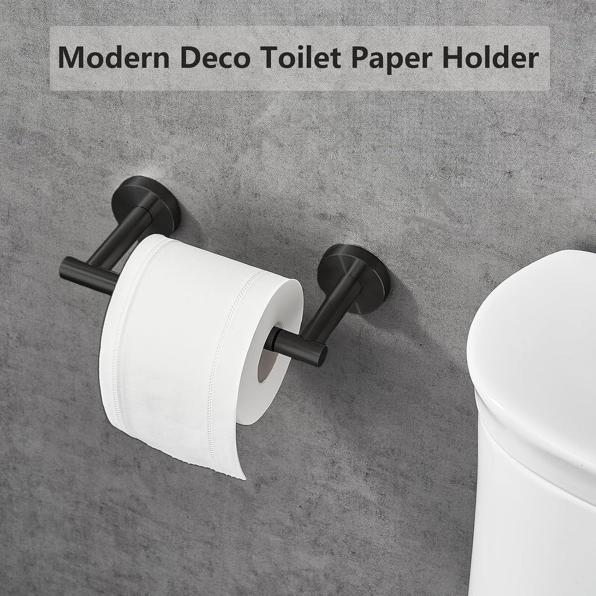 Toilet Paper Holder, Double Post Pivoting Design, Stainless Steel Rustproof Bathroom Tissue Holder, Wall Mount Fits Mega Rolls, for Home, RV, Commercial Bathroom Black