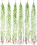 Hanging Leaves 6Pcs Vine Garland Eucalyptus Garland Artificial Vines Leaves and Stem Ivy Realistic Greenery Decor Jungle Decoration