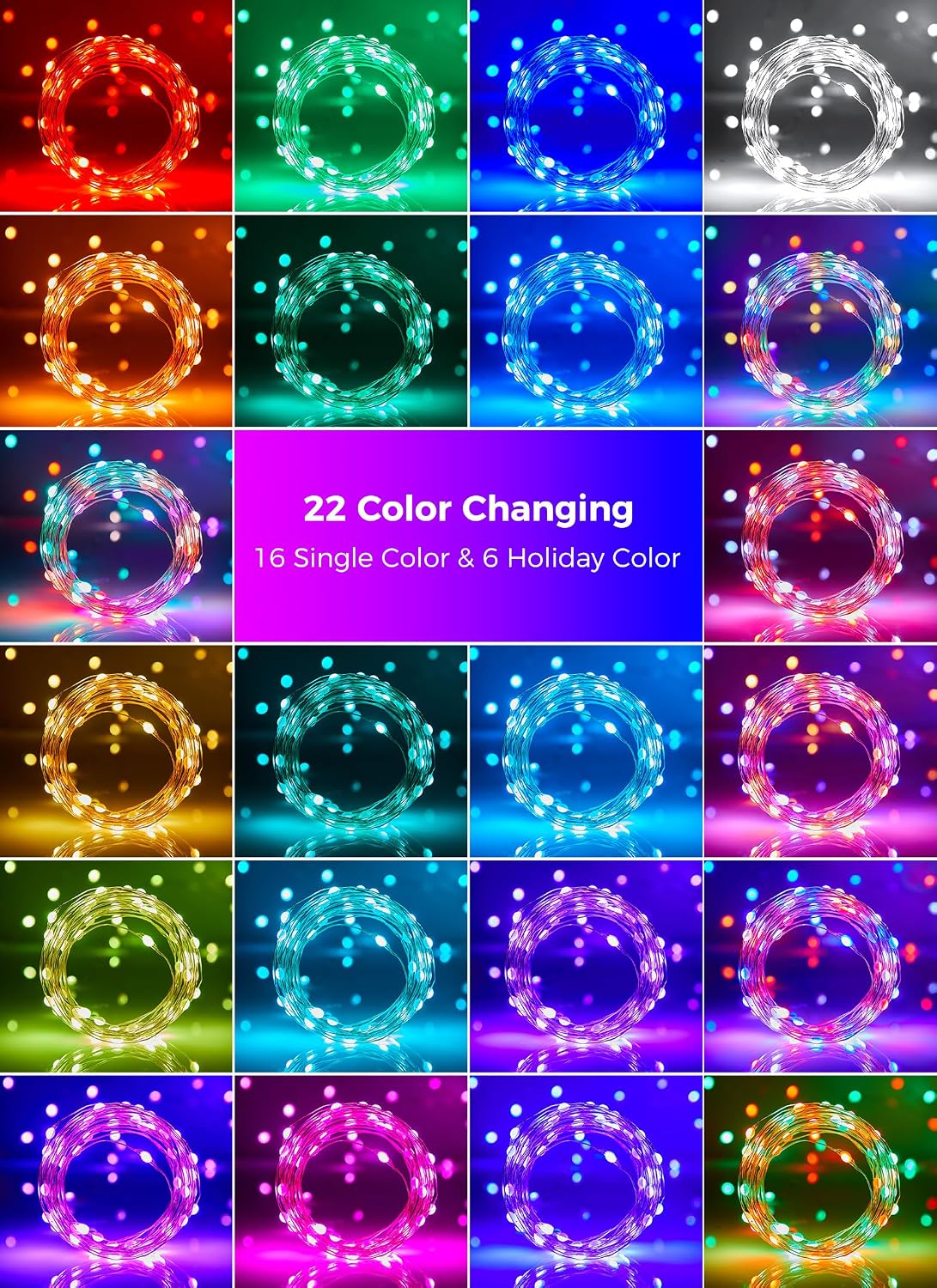 Color Changing Fairy Lights Plug in, 33FT 100 LED String Lights with Remote