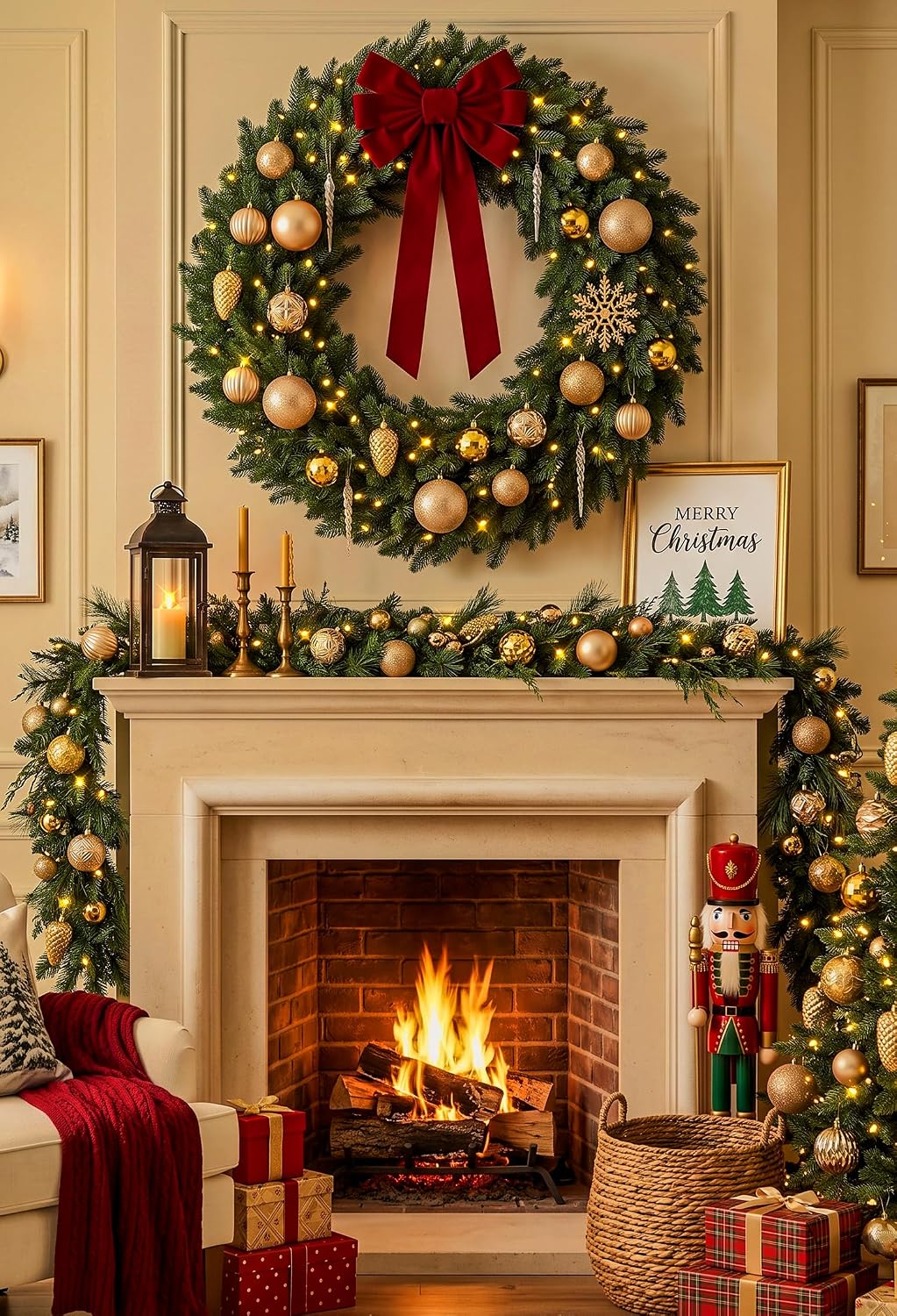 Brightown 100Pcs Christmas Tree Decorations Ornaments Set, Gold