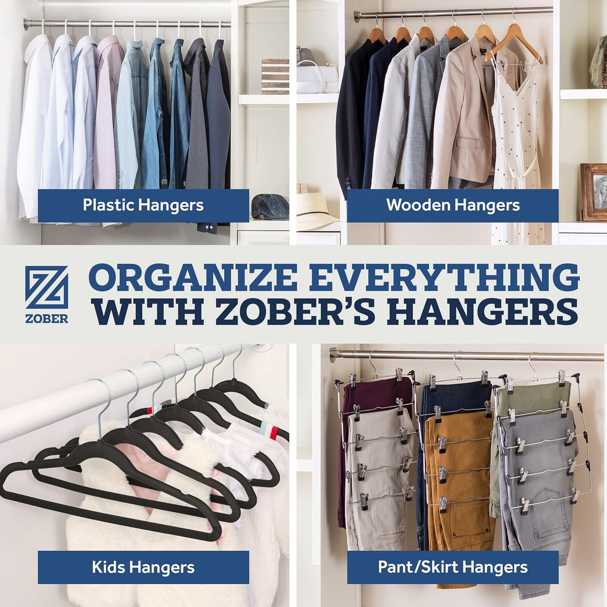 Zober Black Velvet Hangers 50 Pack, Slim Non Slip Clothes Hangers