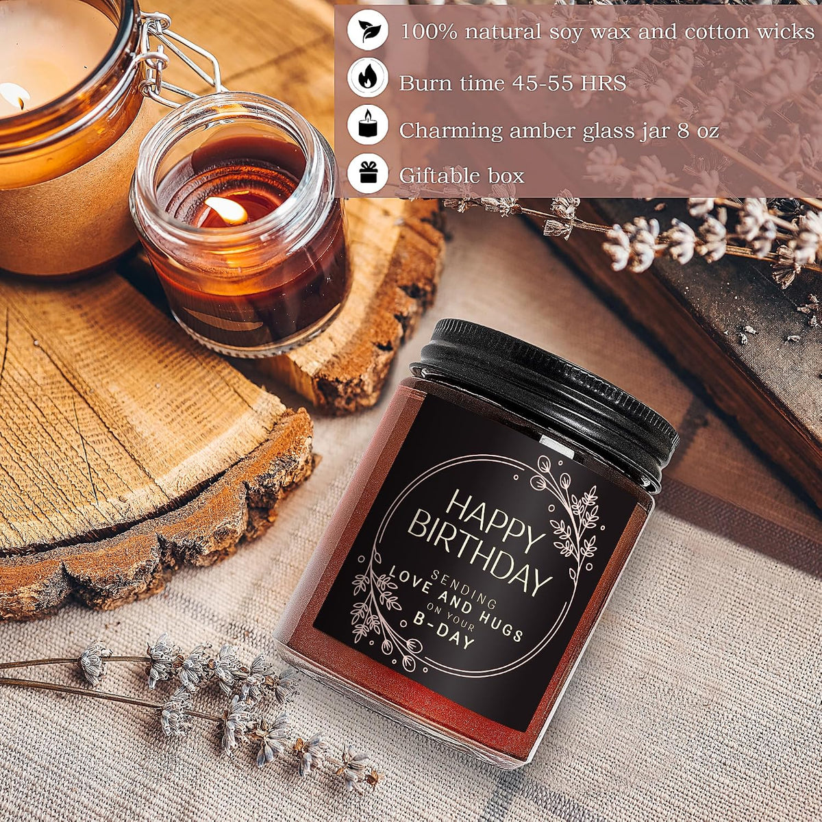 Happy Birthday Gifts for Women Men - Sending Love Hugs Birthday Candle for Her Him -16th 30th 40th 50th Birthday for Mom Sister Wife Daughter Aunt Best Friend - Vanilla Cake Sweet Scented Soy Candles