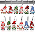 12 Pack Christmas Gnome Shower Curtain Hooks, Rustproof Decorative Rings