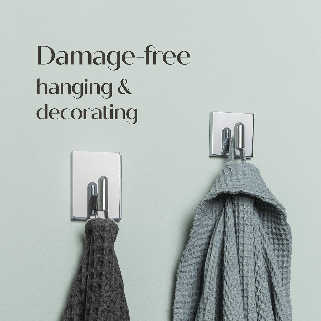 Command Small Chrome Decor Bath Hooks, 1 Hook, 6 Strips