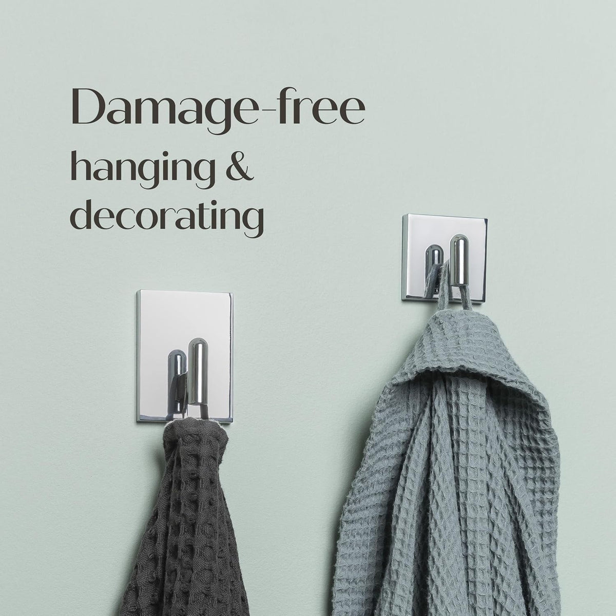 Command Small Chrome Decor Bath Hooks, 1 Hook, 6 Strips
