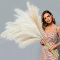 Ouddy Decor 8 Pcs 38''/97cm Tall Faux Large Pampas Grass Decor, Mixed Beige