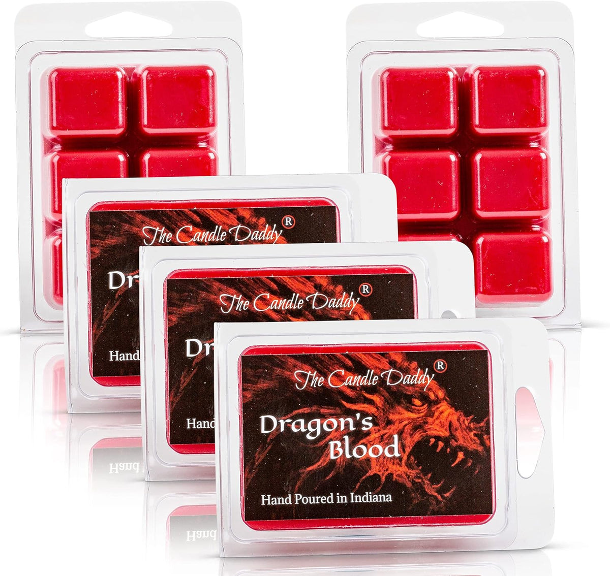 The Candle Daddy Dragon's Blood - Mysterious, Sweet, Earthy Scent - Maximum Scented Wax Cubes/Melts- 5 Packs -10 Ounces Total- 30 Cubes