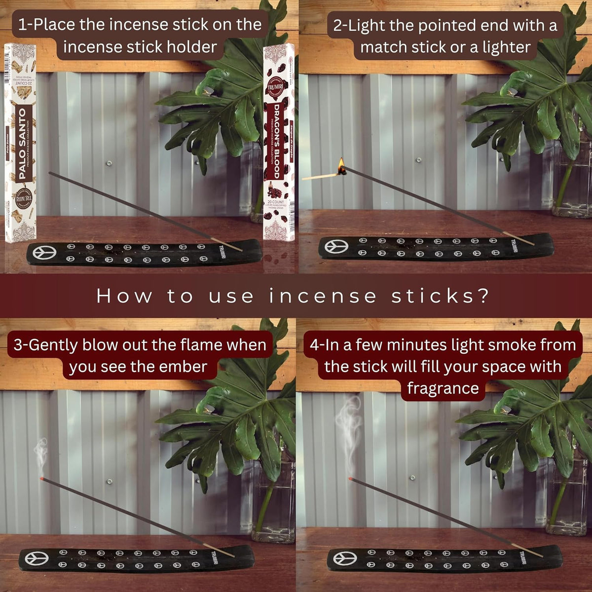 Trumiri Incense Sticks - Combo Pack of 40 Insence-Sticks - 20 Dragons Blood + 20 Palo Santo - Insenses - Insents - Incents - Inscense - Incence - Incienso - All Natural Incense Sticks