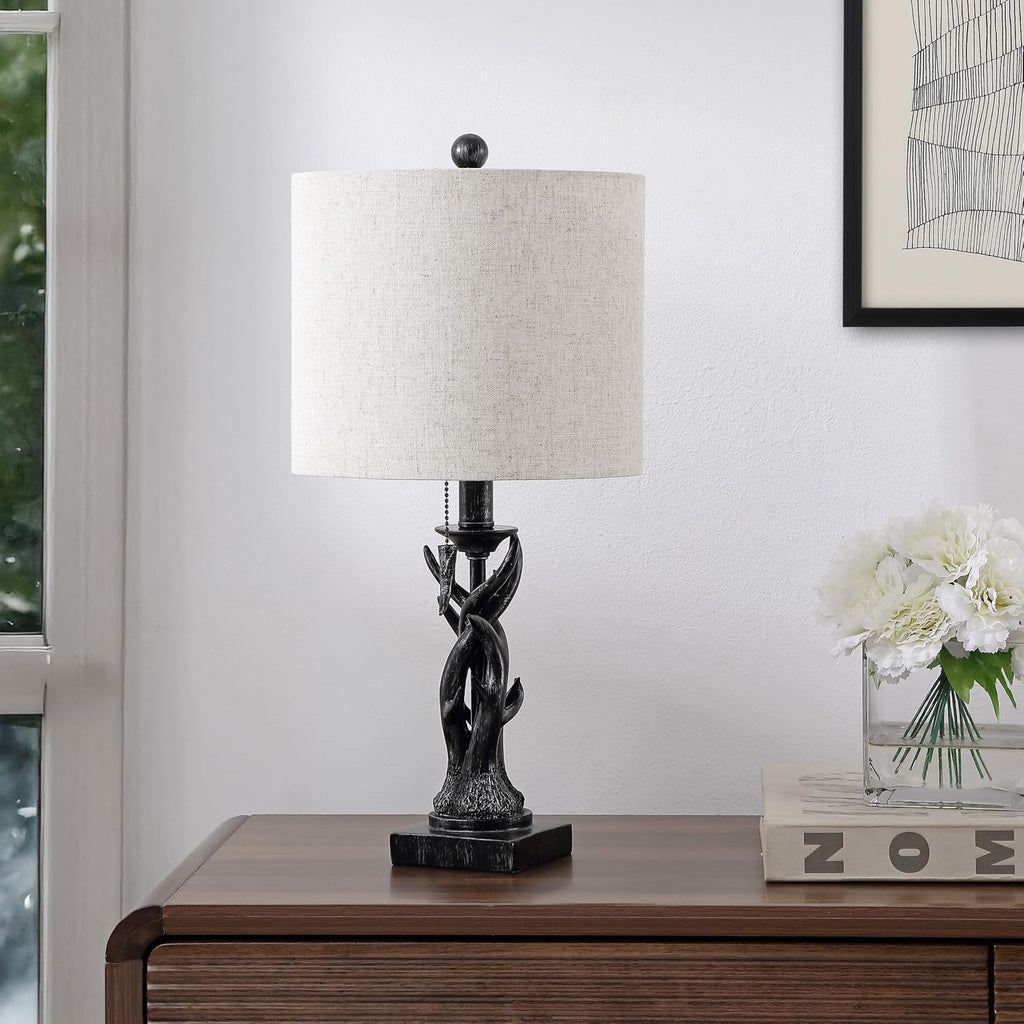 JONATHAN Y Gaston Rustic Faux Antler Resin Table Lamp 20.5", Antique Black