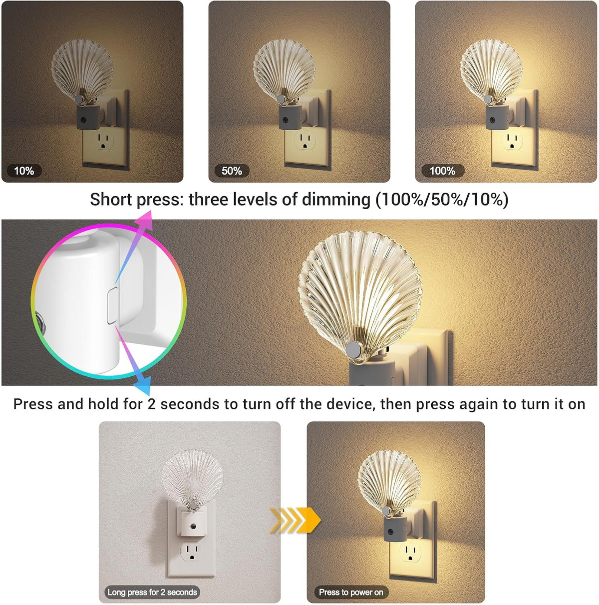 JandCase Night Light Night Lights Plug into Wall 2 Pack Dusk to Dawn Sensor