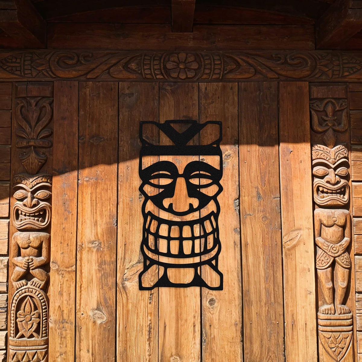 Zckjnoi Black Tiki Mask Metal Wall Art for Tikis Bar Decor, Tropical Bar Wall Decoration, Tiki Bar Sign Style Hanging, Tikis Bar Accessories for Home Bar, Hawaii Decor, Island Wall Decor, Tikis Gift