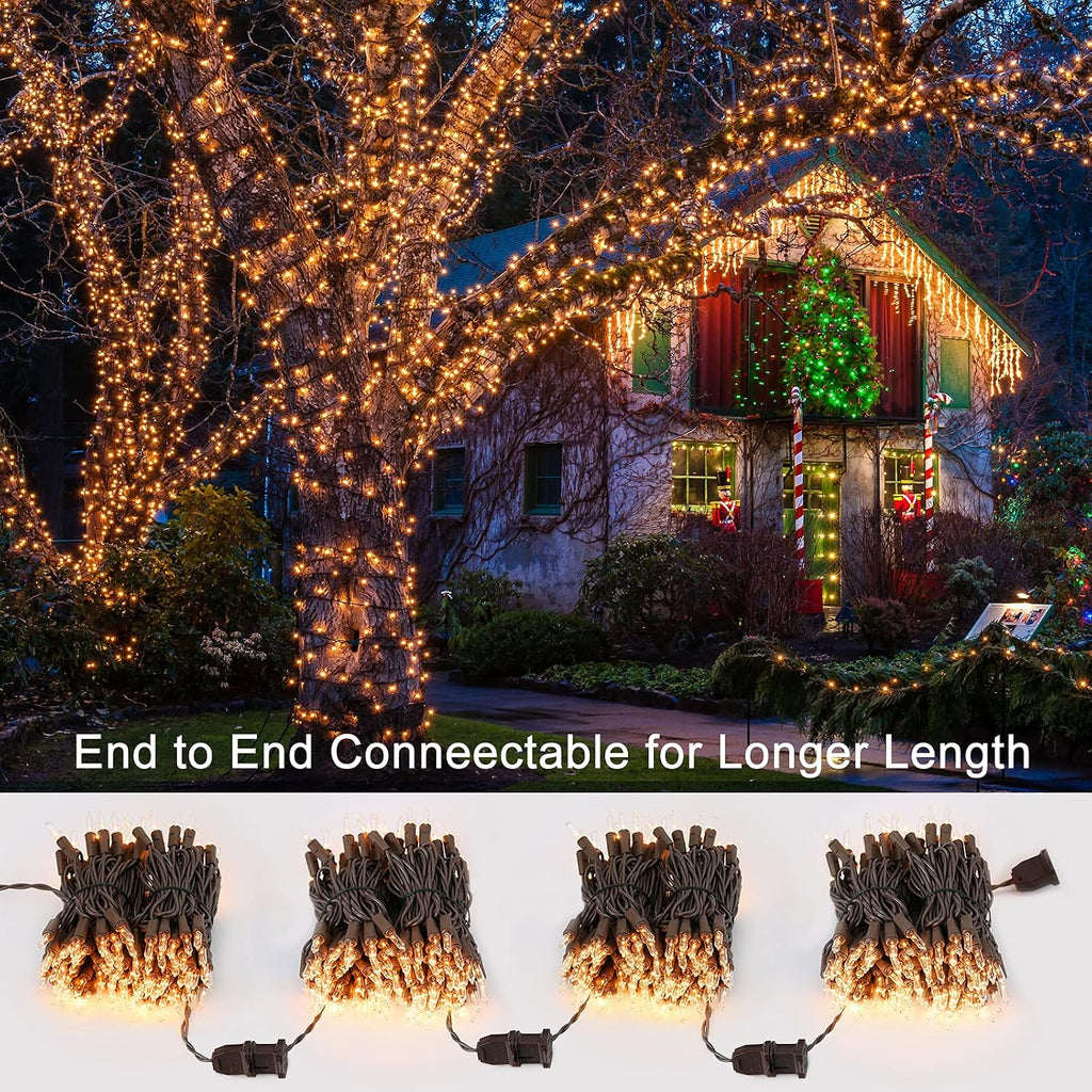 BrizLabs Christmas Lights, 300 Count Warm White Incandescent Light 69.6 ft